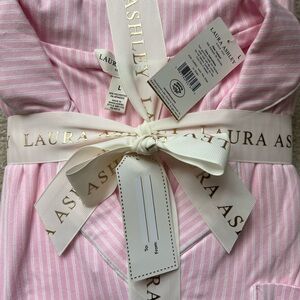 Laura Ashley Pink and White Striped Pajama Set